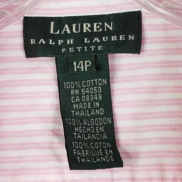 Polo Ralph Lauren RLL Shirt Women's 14 Large Pink Striped LS Button Up Cotton - Picture 6 of 8